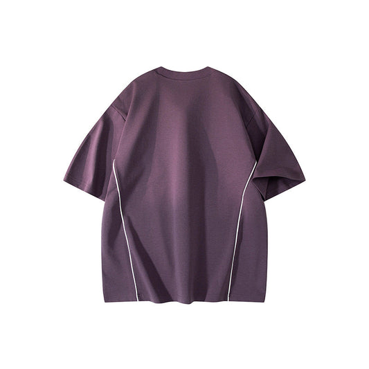 Contrast Piping Oversized Tee – Mauve Purple