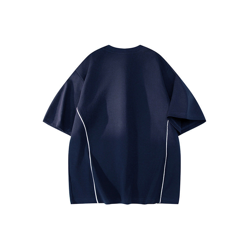 Contrast Piping Oversized Tee – Midnight Navy