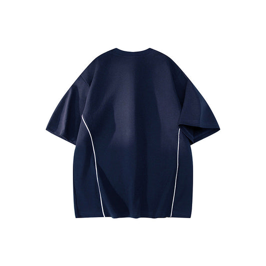 Contrast Piping Oversized Tee – Midnight Navy