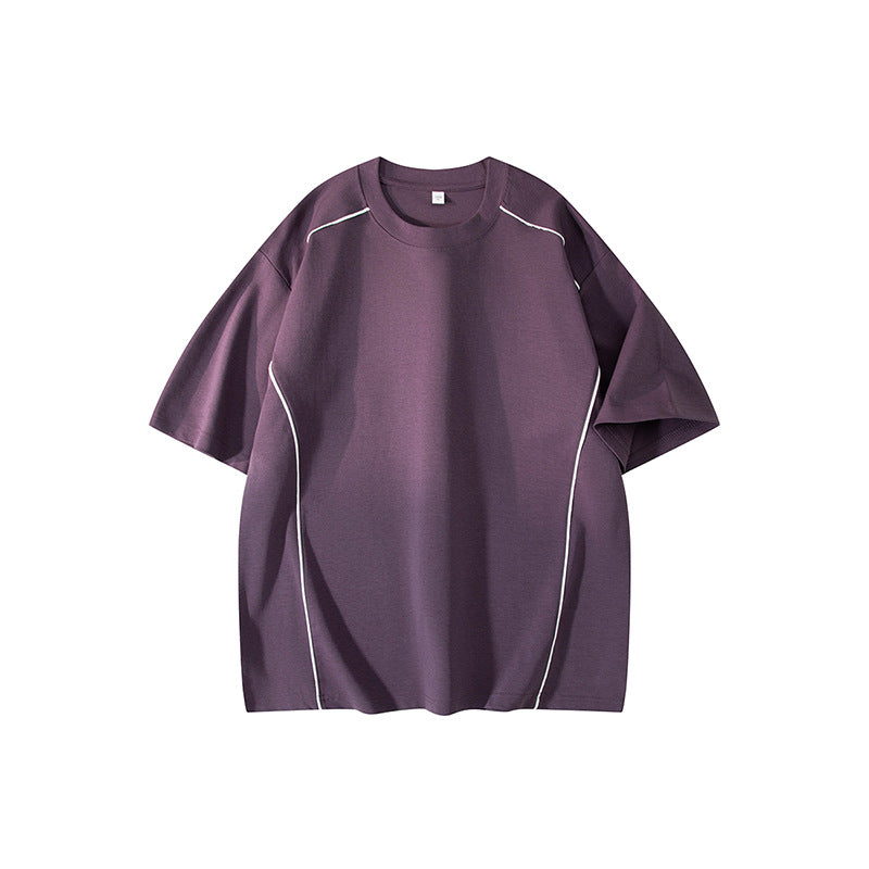Contrast Piping Oversized Tee – Mauve Purple