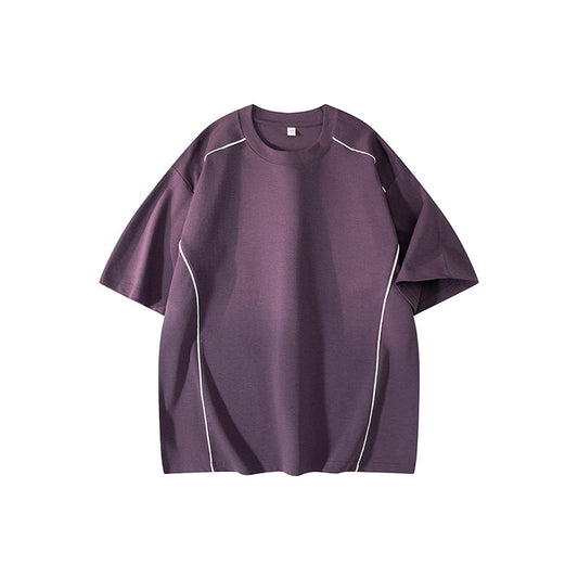 Contrast Piping Oversized Tee – Mauve Purple