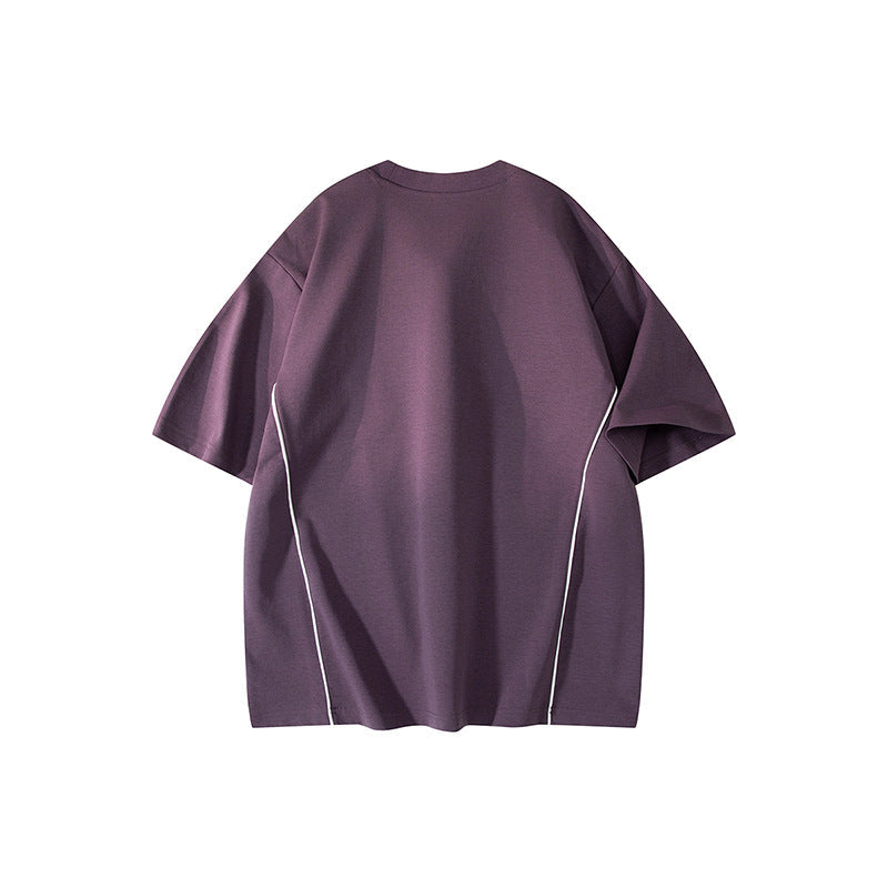 Contrast Piping Oversized Tee – Mauve Purple