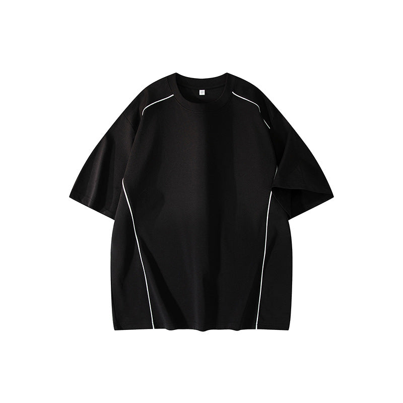 Contrast Piping Oversized Tee – Jet Black
