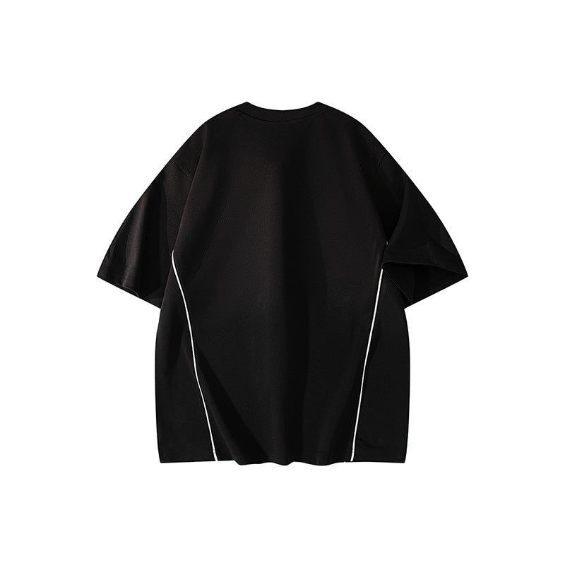 Contrast Piping Oversized Tee – Jet Black