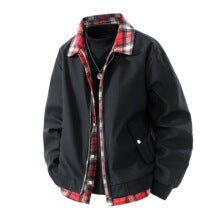 Tartan-Lined Harrington Zip Jacket