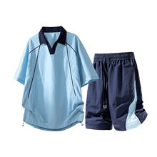 Piped Collar Zip Set