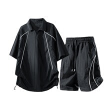 Piped Collar Zip Set