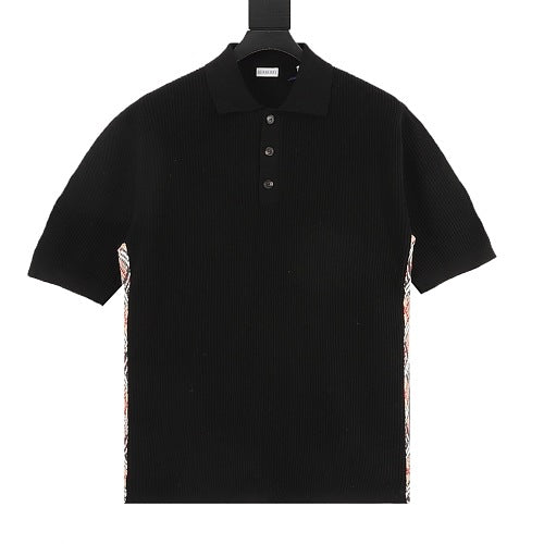 Burberry Check Side Panel Knit Polo Shirt