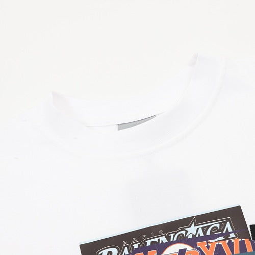 Balenciaga 26SS Stacked Logo Tape Print Embroidered Letter T-Shirt