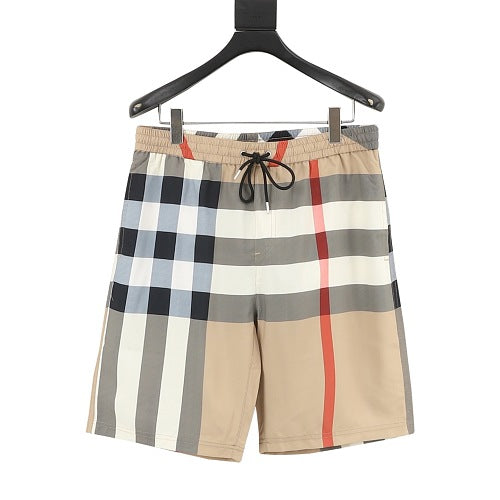Burberry Check Drawstring Mesh-Lined Swim Shorts