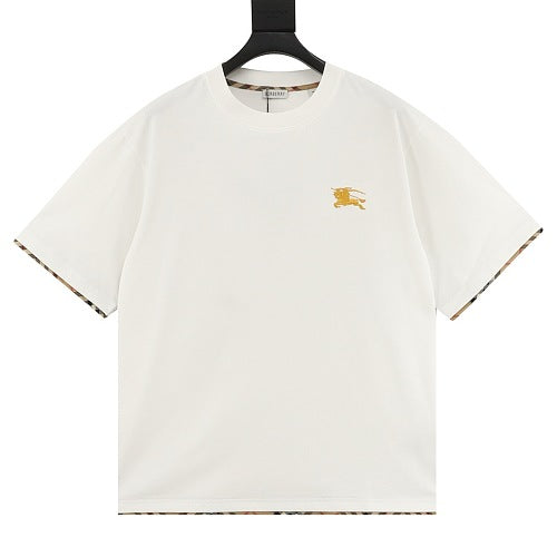Burberry Equestrian Knight Embroidery Check Trim T-Shirt