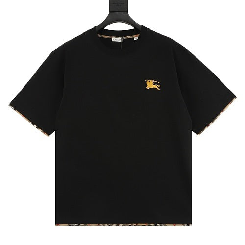 Burberry Equestrian Knight Embroidery Check Trim T-Shirt