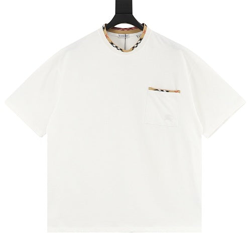 Burberry House Check Collar & Chest Pocket Trim Short-Sleeve T-Shirt