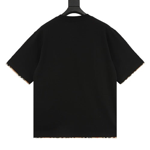 Burberry Equestrian Knight Embroidery Check Trim T-Shirt