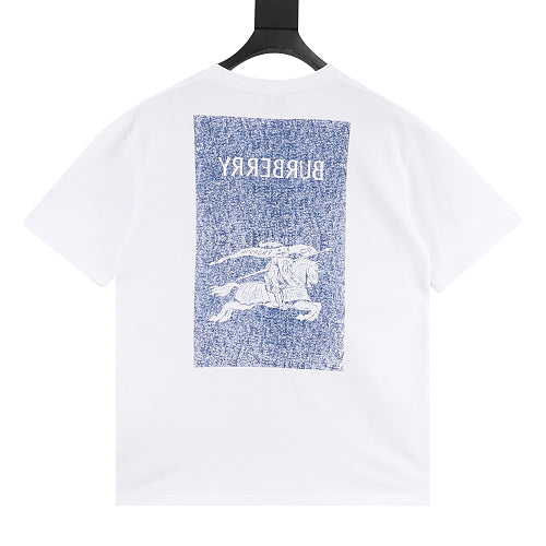 Burberry Denim Texture Equestrian Knight Back Graphic T-Shirt