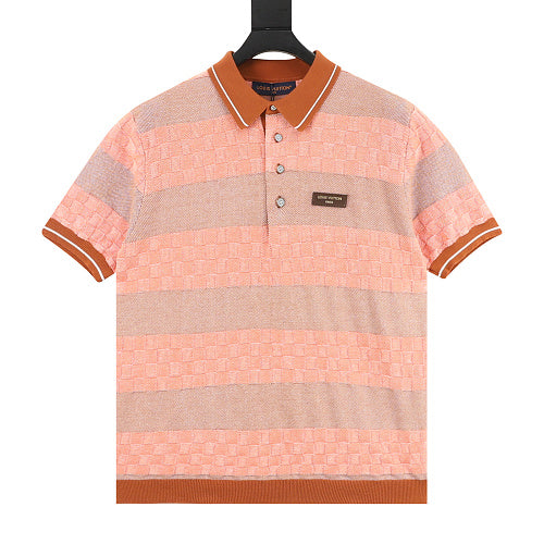 Louis Vuitton 26SS Damier Stripe Jacquard Knit Polo Shirt