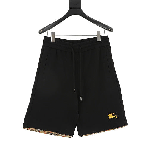 Burberry Check-Trim Equestrian Knight Embroidered Sweat Shorts