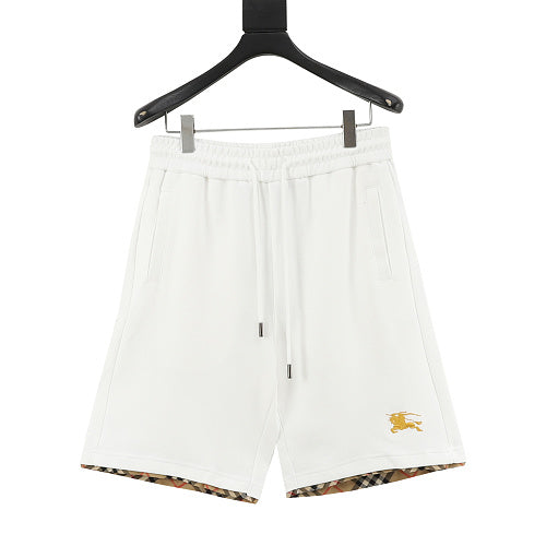 Burberry Check-Trim Equestrian Knight Embroidered Sweat Shorts