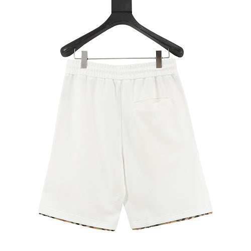 Burberry Check-Trim Equestrian Knight Embroidered Sweat Shorts