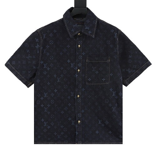 Louis Vuitton LV Monogram Denim Short-Sleeve Shirt