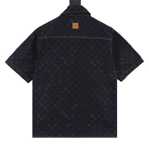 Louis Vuitton LV Monogram Denim Short-Sleeve Shirt