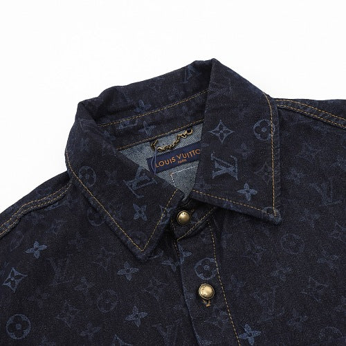 Louis Vuitton LV Monogram Denim Short-Sleeve Shirt