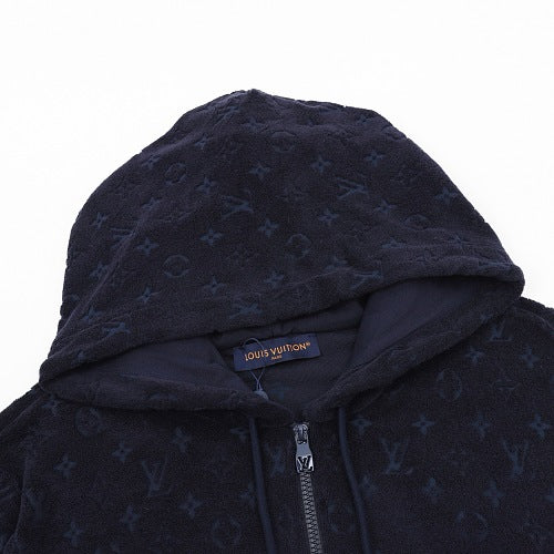 Louis Vuitton Terry Velvet All-Over Print Zip Hooded Jacket