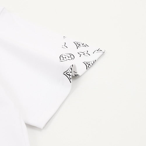 Louis Vuitton Leather Badge LV Logo Embroidered Short-Sleeve T-Shirt
