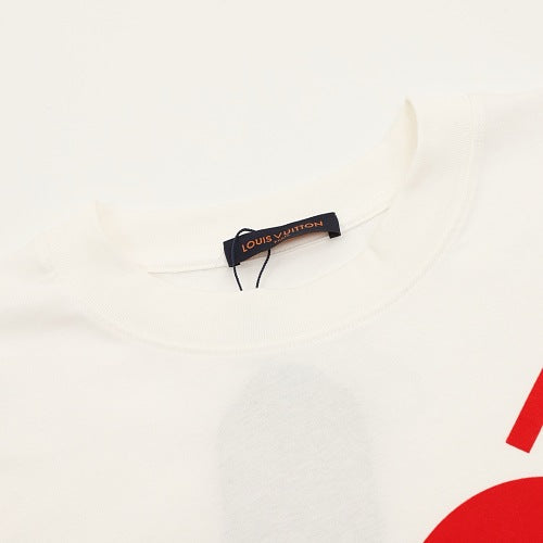 Louis Vuitton Heart Flocked Letter & Portrait Print Short-Sleeve T-Shirt