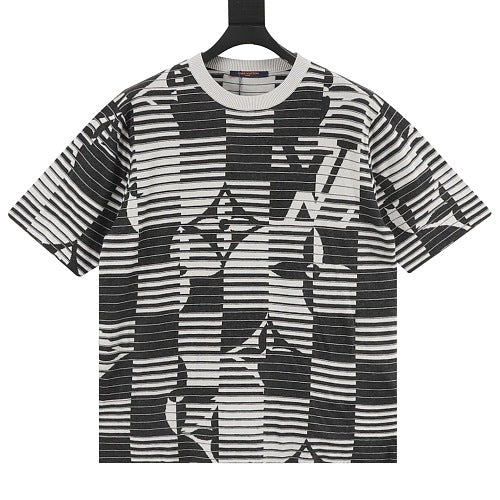 Louis Vuitton 26SS All-Over Stripe LV Monogram Jacquard Knit Short-Sleeve T-Shirt
