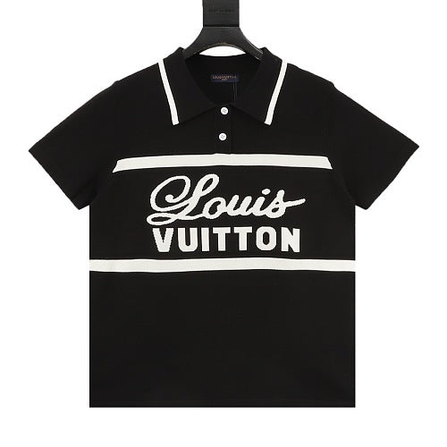 Louis Vuitton Striped Signature Jacquard Knit Polo Shirt