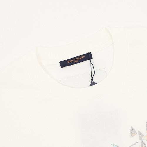 Louis Vuitton Gradient Embroidered Sailboat & Bird T-Shirt